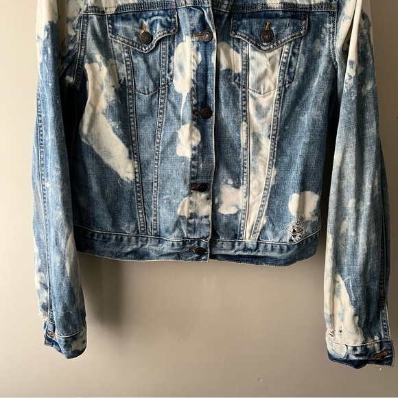 Ralph Lauren Denim & Supply Women’s Bleach Dye Distressed Trucker Jean Jacket L - Picture 4 of 10